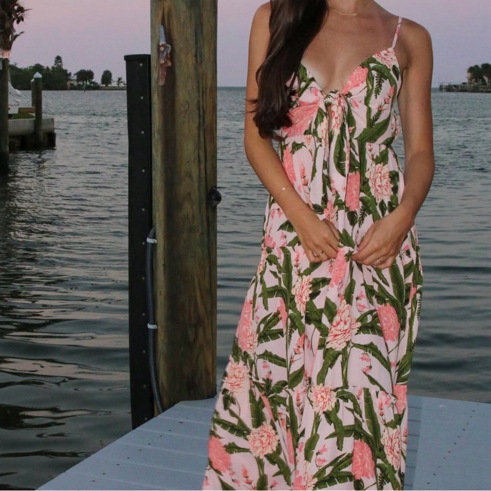 Aguabendita Pink Floral Maxi Dress